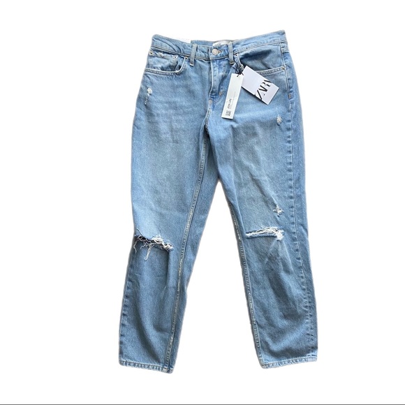 Zara ZW THE DISTRESSED CIGARETTE RELAXED JEANS nwt 36 4 - Picture 9 of 12